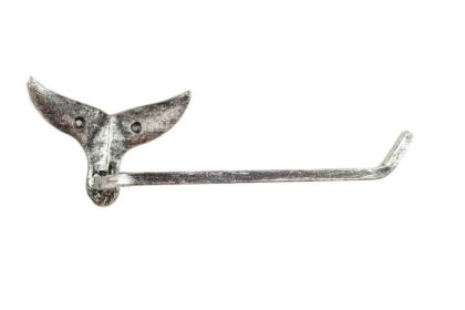 Rustic Silver Cast Iron Whale Tail Toilet Paper Holder 11&quot;