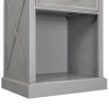 Old Paint Style Modern Wooden Nightstand with Drawers Storage for Living Room/Bedroom; Gray