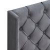 Linen Button Tufted-Upholstered Bed with Curve Design - Strong Wood Slat Support&nbsp;- Easy Assembly - Gray; Queen AL