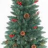 Artificial Slim Christmas Tree Pre-lit Pencil Feel Real Skinny Fir with Cones