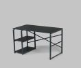 Furnish Home Store Sage Black Metal Frame 47&quot; Wooden Top 2 Shelves Writing and Computer Desk for Home Office; Black