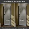 30" x 72" Pivot Glass Shower Door with Tempered Glass Swing Bathroom Shower Doors with Stainless Handle Frameless Hinged Shower Panel Matte Black