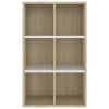 Book Cabinet/Sideboard White and Sonoma Oak 26"x11.8"x38.5" Engineered Wood