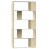 Book Cabinet/Room Divider White and Sonoma Oak 31.5"x9.4"x62.6"