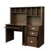 Home Office Computer Desk with Hutch; Walnut