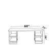 Furnish Home Store Diana Metal Frame 60&quot; Extra Wide Wood Top 4 Shelves Writing and Computer Desk for Home Office; White