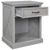 Old Paint Style Modern Wooden Nightstand with Drawers Storage for Living Room/Bedroom; Gray