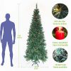 Artificial Slim Christmas Tree Pre-lit Pencil Feel Real Skinny Fir with Cones