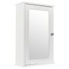 Single Door Mirror Indoor Bathroom Wall Mounted Cabinet Shelf White RT