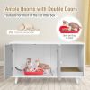 Cat Litter Box Enclosure with Divider and Double Doors