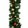 Christmas Garland Decorated with Baubles and LED Lights 393.7"