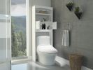 Malta Over The Toilet Cabinet; Double Doors; Three Shelves -White