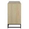 Storage Cabinet with Glass Door; Sideboard Buffet Cabinet for Kitchen; Dining Room; Oak Finish