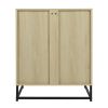 Storage Cabinet with Glass Door; Sideboard Buffet Cabinet for Kitchen; Dining Room; Oak Finish