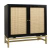 2 Door Cabinet; Natural Rattan 2 Door high cabinet; Built-in adjustable shelf; Easy Assembly; Free Standing Cabinet for Living Room Bedroom; Hallway