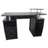 Integrated Melamine Board Computer Desk with Drawers Black RT