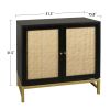 2 Door Cabinet; Natural Rattan 2 Door high cabinet; Built-in adjustable shelf; Easy Assembly; Free Standing Cabinet for Living Room Bedroom; Hallway