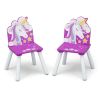 Children's unicorn table and chair set pink