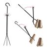 5 Pcs Iron Fireplace Tools Sets; Fireplace Accessories Tools with Holder; for Indoor Outdoor Fireplace Fire Pit; Black