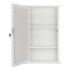 Single Door Mirror Indoor Bathroom Wall Mounted Cabinet Shelf White RT