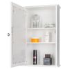 Single Door Mirror Indoor Bathroom Wall Mounted Cabinet Shelf White RT