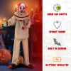 5 FT Grins Animatronic Killer Clown Halloween Decoration with Glowing Red Eyes