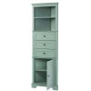 Green Triangle Tall Cabinet with 3 Drawers and Adjustable Shelves for Bathroom, Kitchen or Living Room, MDF Board with Painted Finish