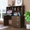 Home Office Computer Desk with Hutch; Walnut