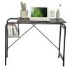 31.5&quot; Computer Desk/ Home office desk With Wire Storage Basket - walnut &amp; black