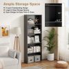 23.5 x 9.5 x 67 Inch 5-Shelf Multi-Functional Wood Bookcase for Home Office