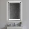 24 x 36 Inch Frameless LED Illuminated Bathroom Wall Mirror; Touch Button Defogger; Rectangular; Metal; Silver