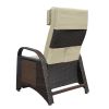 Outdoor Wicker Recliner with Flip Table;  Adjustable Push Back Rattan Reclining Lounge Chair with Footrest