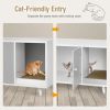 Cat Litter Box Enclosure with Divider and Double Doors