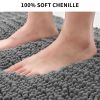 Non Slip Chenille Bath Mat for Bathroom Rugs 50" x 80"; Extra Soft and Absorbent Microfiber Shag Rug; Machine Wash Dry; Shower; and Room- Dark Gray