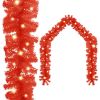 Christmas Garland with LED Lights 66 ft Red