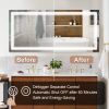 60x28 Inch LED Lighted Bathroom Mirror with 3 Colors Light; Wall Mounted Bathroom Vanity Mirror with Touch Button; Anti-Fog Dimmable Makeup Mirror (Ho