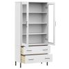 Bookcase with Metal Legs White 33.5"x13.8"x67.9" Solid Wood OSLO