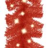 Christmas Garland with LED Lights 16 ft Red