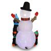 6ft With 3 Penguins, 4 Light Strings, 1 Colorful Rotating Light, Inflatable, Garden Snowman Decoration