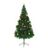 Artificial Christmas Tree with Baubles and LEDs Green 7 ft