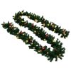 Christmas Garland with Baubles and LED Lights Green 66 ft PVC