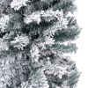 Slim Artificial Christmas Tree with Flocked Snow Green 7 ft PVC