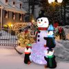 6ft With 3 Penguins, 4 Light Strings, 1 Colorful Rotating Light, Inflatable, Garden Snowman Decoration