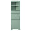 Green Triangle Tall Cabinet with 3 Drawers and Adjustable Shelves for Bathroom, Kitchen or Living Room, MDF Board with Painted Finish