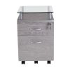 Techni Mobili Rolling File Cabinet with Glass Top; Grey