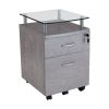 Techni Mobili Rolling File Cabinet with Glass Top; Grey