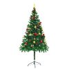 Artificial Christmas Tree with Baubles and LEDs Green 6 ft