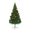 Artificial Christmas Tree with Baubles and LEDs Green 7 ft