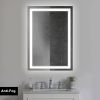 24 x 36 Inch Frameless LED Illuminated Bathroom Wall Mirror; Touch Button Defogger; Rectangular; Metal; Silver