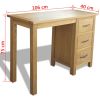 Desk with 3 Drawers Solid Oak Wood 41.7"x15.7"x29.5"